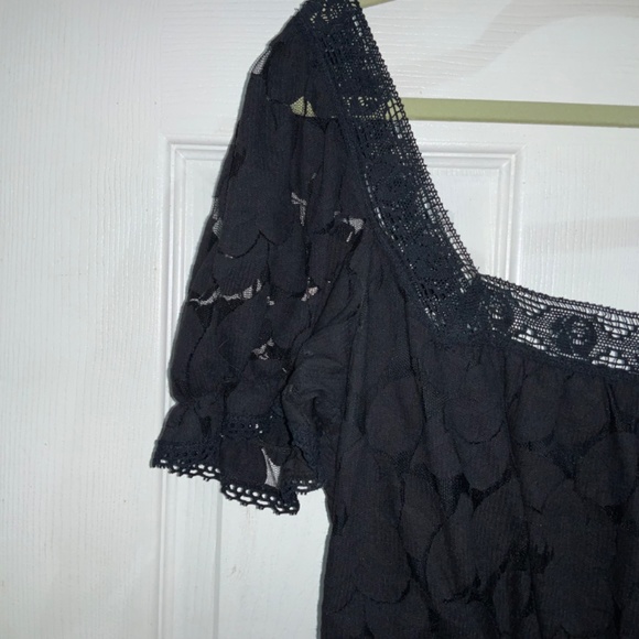 Anna Sui black lace dress Sz 12 crochet detail - Picture 5 of 10